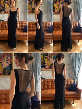 Vintage Lil Pour L’Autre Made in France Black Maxi Dress. Sz L/XL